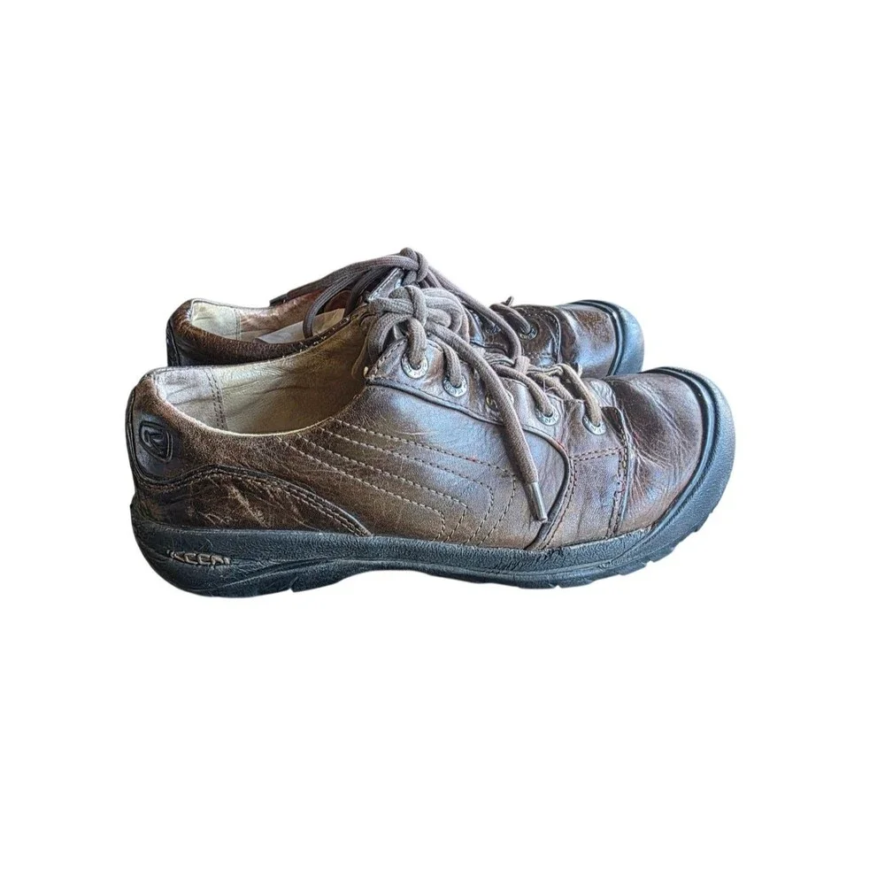 KEEN Alki Brown Leather Shoes Men's US 8.5 EU 41 Lace Up